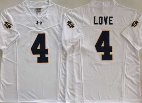 Mens Notre Dame Fighting Irish #4 Jeremiyah Love White 2024 F.U.S.E. Limited Stitched Jersey